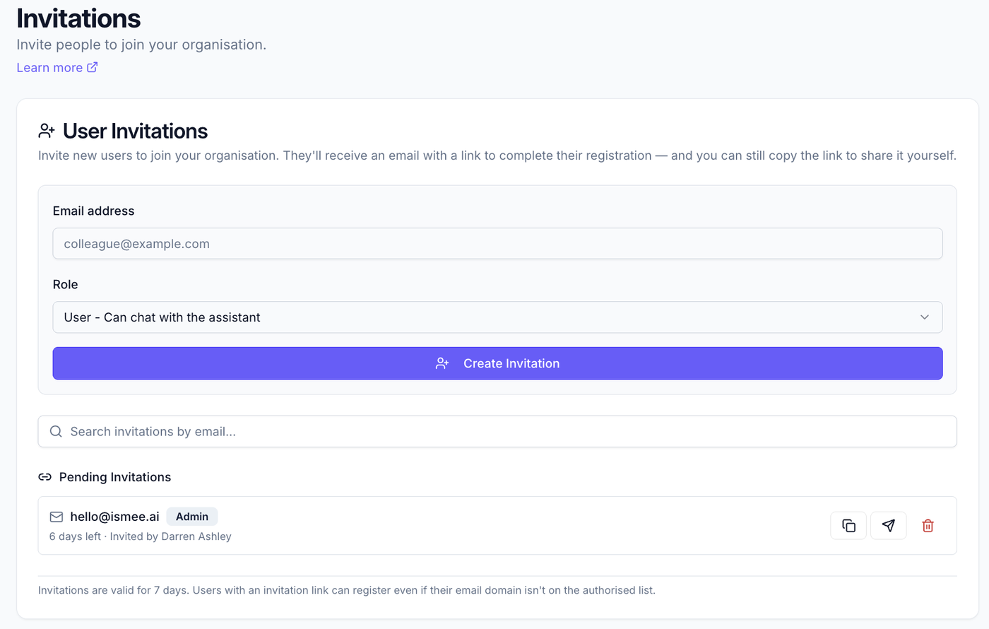 People and access: Invitations